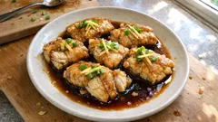 フライパンで手軽に、カナガシラの煮付け—昆布と生姜でふっくら照りよく