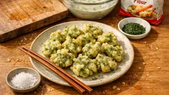 材料3つで香りふわっ:青のりの天ぷらをカリッともっちりに揚げるコツ