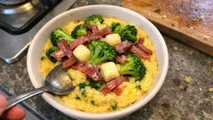 混ぜるだけで外食級：ブロッコリーとスペックのとろとろポレンタ