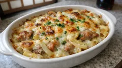 ダマになりにくいコツで失敗しない：鶏もも肉のマカロニグラタン