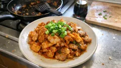 豚こまがふんわり柔らかい：片栗粉で作る手軽な豚キムチ